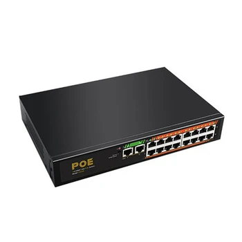 1 Set TXE046 16-Port 100Gbe + 2-Port Gigabit Switch Unmanaged Switch Poe AC100-240V UE Plug