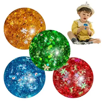 Stoarce Mingea Frământa 4BUC Copii Soft Paiete Fulg de nea Bila de Flexibil Sclipici Jucărie Cadou de Ziua Băieți Fete de Relaxare Jucărie