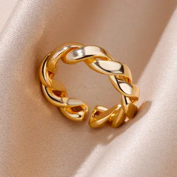 Spirale Împletite Răsucite Inele pentru Femei Barbati Deschide Culoare de Aur Geometrice Inel din Otel Inoxidabil 2023 Tendință Estetică Bijuterii anillos