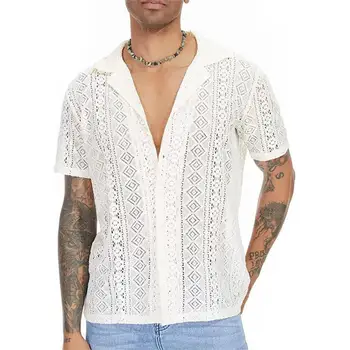 Design elegant pentru Bărbați T-shirt Mid-lungime Culoare Solidă Respirabil Moale Vedea prin Oameni Camasa Barbati Camasa Uzura de zi cu Zi