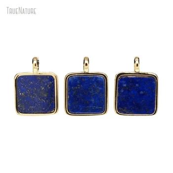 10buc en-Gros de Culoare de Aur Lapis Lazuli Piatră Pătrat de Bijuterii Pandantiv