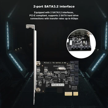 NOU-PCI-E3.1 2 Porturi SATA3.2 6G Adaptor Card JMB582 Chip SATA Hard Disk, Card de Expansiune PCI-E Riser Card