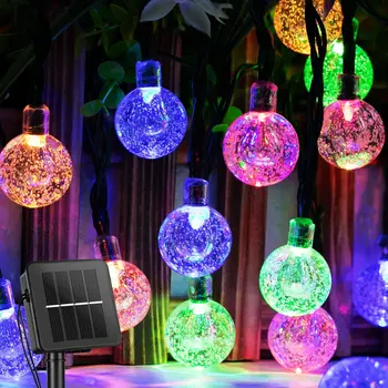 Grădină Lumini Solare, 8 Moduri Impermeabil Șir de Lumini în aer liber Glob de Cristal Bile de Iluminat Decorativ pentru Gradina, de Crăciun