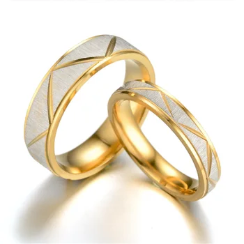 Inele de nunta pentru Dragoste Mat Finisaj din Oțel Inoxidabil de Culoare de Aur a Femeilor de Bărbați, Două Benzi de Grava Numele Cadou