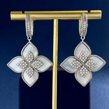 Donia Bijuterii Coajă Naturale Agat, Diamant Cercei Floare de sex Feminin Stereo de Lux Europene și Americane de Moda de Argint Ac.