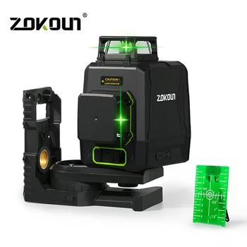 ZOKOUN AK2CG germană Diodă Laser 3D Verde cu Laser de Nivel de Auto-Nivelare w/ 2 x 360 Separate de Lucru 8 Linii 5200mah Baterie cu Litiu