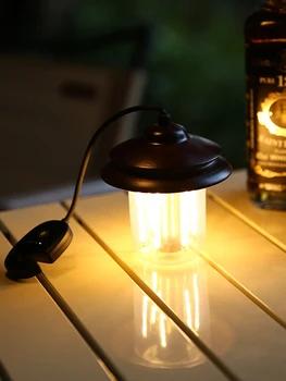 LED Camping Lampa Retro Agățat Lampa de Cort Impermeabil Estompat Lumini de Camping 5000mAh Baterie de Urgență Lumina Felinar pentru Exterior