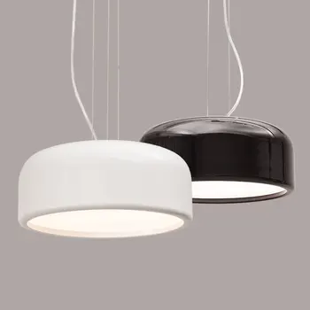 Moderne din Aluminiu, Abajur Pandantiv cu Led-uri Lampă Dia35/48/60cm Alb-Negru Rotund Droplight Pentru Sufragerie Living