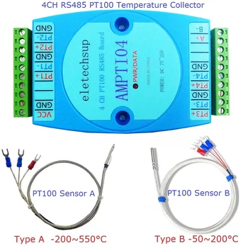 4CH -40~300 grade Celsius PT100 RTD Senzor de Temperatură Colector Modul RS485 Analogic Citit Modbus RTU PLC Extinderea Bord