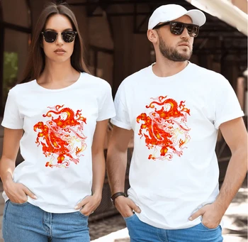 YRYT Noua Moda de Vara pentru Femei cu mânecă Scurtă Sus Chineză Dragon Print T-shirt Femei