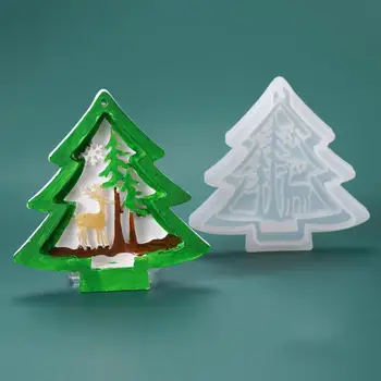 Pomul de crăciun Mucegai Silicon Rășină de Tag-ul DIY Cristal Rășină Epoxidică Mucegai Xmas Santa Forma de Stea Rășină Mucegai