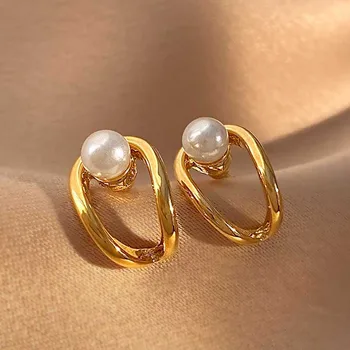 2023 Moda Imitație Pearl Cercei pentru Femeile de Culoare de Aur Cercei Stud Cadou de Crăciun Neregulate Design Cercei Bijuterii Cadou
