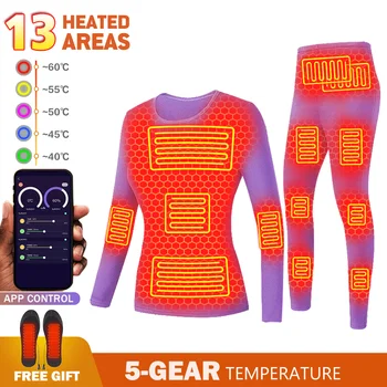 Femeile Încălzit Lenjerie de corp Termică pentru Încălzire Iarna Jacheta Lenjerie Costum APP Telefon Inteligent de Control al Temperaturii USB Alimentat de la Baterie