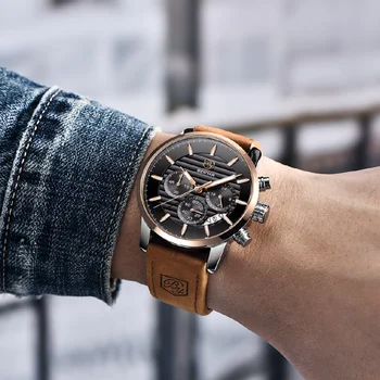 2023 BENYAR Top Nou Brand de Moda Casual Bărbați Cuarț Ceas de Lux Militare Curea de Piele Barbati Chronograph Watch Relogio Masculino