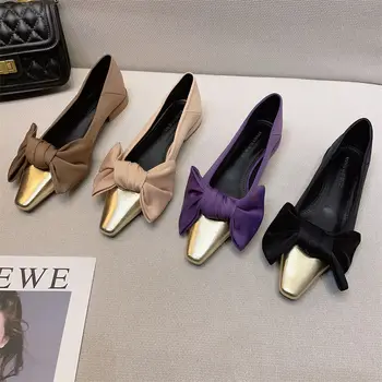2022 Primavara Toamna Sandale Pantofi de Femei de Moda Fluture nod a Subliniat de la Picior Toc Înalt Sandale Pompe Slip Pe Catâr Rochie de Petrecere Muje