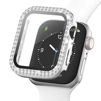 Diamant PC+Sticla Caz pentru Apple Watch 7 Seria 6 SE/5/4/3/2 Acoperi Complet Bara de protecție de Protecție pentru iWatch 44/40mm 42/38mm