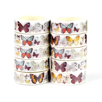 2023 Vrac NOI 10buc/Lot Fluture Decorativ Frumos Insecte Set Hârtie Adezivă de Mascare Benzi Washi Drăguț Jurnalizare Papeleria