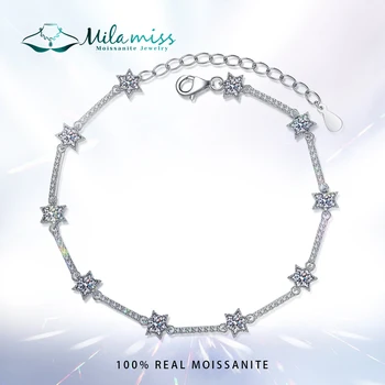 MILAMISS Moissanite Diamant Brățară de Platină Placare cu Argint Zece Stele Farmecul Brățară Promit Cadou Pentru Bijuterii Fata