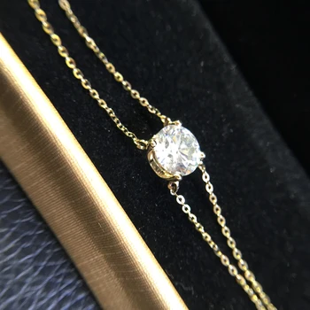 Solid 14K 585 Aur Galben 1 Carate ct F Culoare Moissanite Brățară cu Diamante Pentru Femei Test Pozitiv