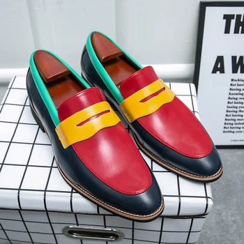 Sport casual barbati pantofi de piele de dimensiuni mari trendy colorate, pantofi de piele de zi cu zi de afaceri simplu pantofi de piele