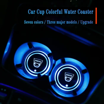 Luminos Mașină de Cana de Apa Coaster 7 Led-uri Colorate Atmosferă de Lumină USB de Încărcare Pentru Duster Logan Sandero Stepway 2 Dokker Lodgy
