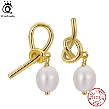 ORSA BIJUTERII Argint 925 Vintage Baroc Pearl Cercei pentru Femei de Moda, Aur de 14K Alesi Perle de Partid Bijuterii GPE45