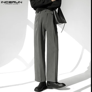 2023 Bărbați Pantaloni Solid Butonul Joggeri Stil coreean Pantaloni Drepte Bărbați Streetwear Talie Mare Libertate Pantaloni Casual S-5XL INCERUN