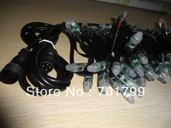 100buc DC12V intrare IP68 WS2811 LED pixel lumina,negru sârmă,intrare end cu 2m lung 4core conector de sex masculin