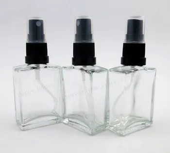 360pcs/lot 1oz 30ml Pătrat Parfum Flacon de Sticlă Atomizor parfum Parfum Recipient Cu Ceață Neagră Pulverizator Sticla clara