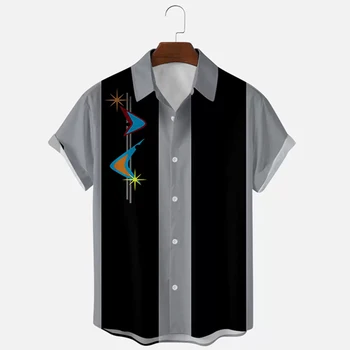 Haine barbati Casual de Dimensiuni Mari Rever Tricou Barbati Maneca Scurta Moda 3D Digital Print Shirt Topuri .
