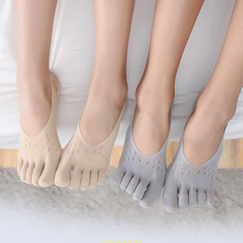 Moda Vara Subțire Deget de la picior Ciorap Papuci Femei Lady invizibil din Silicon Anti-alunecare Degetul Cinci Șosete Anti-frecare Respirabil