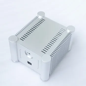 Complet din Aluminiu Rotunjite serie șasiu Mic amplificator audio șasiu dublu partea radiator stratificat în sus și în jos cu butonul