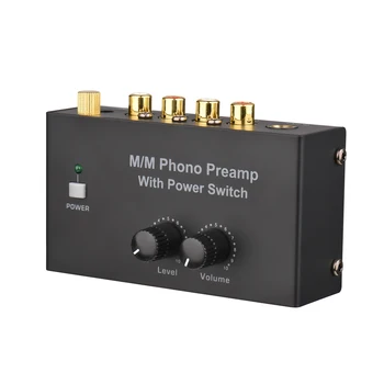 M/M Phono Preamp cu Comutatorul de Alimentare Ultra-compact Preamplificator cu Nivel și Volum de Control RCA de Intrare și de Ieșire Interfață de Ieșire