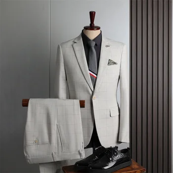 2023 High-end, Culoare(Jachete+Vesta+Pantaloni) Barbati Casual Slim Moda Stil Britanic Nunta cel Mai bun Costum Om de Afaceri 3-piece Set