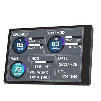 Monitor de calculator pentru Mini ITX Caz de 3.5 Inch IPS TIP-C Secundar Ecran CPU GPU RAM HDD USB Display Liber AIDA64