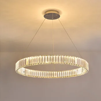 Pandantiv cu LED-uri lampă de Lux Moderne de Cristal Inel Art Decor Acasă pentru Living Dining Dormitor Perdeaua de Lumină