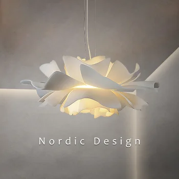 Forma de floare Candelabru Acrilic Alb Lampă de Agățat Nordic CONDUSE de Plafon Lumina Pandantiv Pentru Living, Dormitor, Sufragerie, Bucatarie