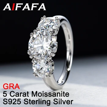AIFAFA Reală de 5 Carate D Culoare Moissanite Inele Pentru Femei, de Calitate Superioară 18K Placat cu S925 Argint Inel cu Diamant Bijuterii Fine