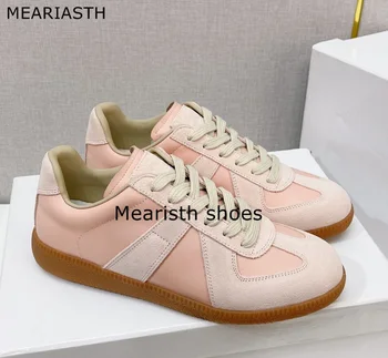 Meariasth 2022 Primăvară Britanic Casual Barbati Pantofi De Piele De Căprioară Vacă Designer De Apartamente Respirabil Dantela-Up Culori Amestecate De Mers Pe Jos Adidași, Mocasini