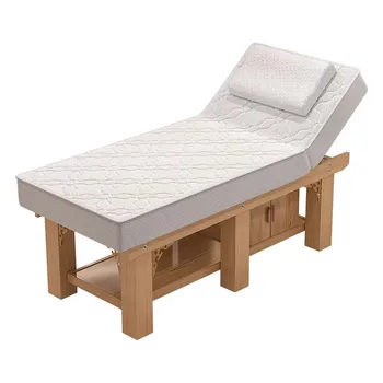Latex frumusete pat din lemn masiv, pat de masaj pentru salon de infrumusetare, terapie fizică pat, pat de masaj