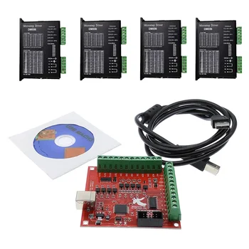 CNC sistem de control Roșu Vultur care Zboară Card de kit, 1*Rosu Vultur care Zboară Card+4*DM556 Drive+1*Negru USB Cablu Plat +1*CD