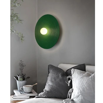 Post modern, cerc de lumina de perete dormitor studiu fundal verde simplu lampă de Artă sala de mese Noptiera dormitor decor de perete de lumină