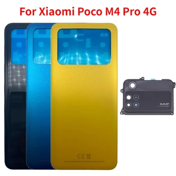 Original a Capacului din Spate Pentru Xiaomi Poco M4 Pro 4G Capac Baterie Spate Usa Locuințe Caz de Înlocuire Cu aparat Foto+obiectiv + Adeziv
