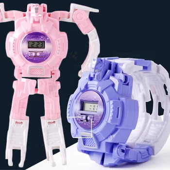 Creative schimbarea Formei Roboți Copii Ceasuri Copii, Ceas Digital cu LED de Desene animate Amuzante Jucarii Baieti Electronice Ceas de mână ceas Reloj