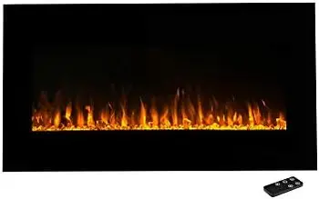 -Montat Șemineu \u2013 CONDUS Flăcări de Foc cu Telecomanda \u2013 Reglabil Flacără de Culoare, Luminozitate și Căldură de (Negru)