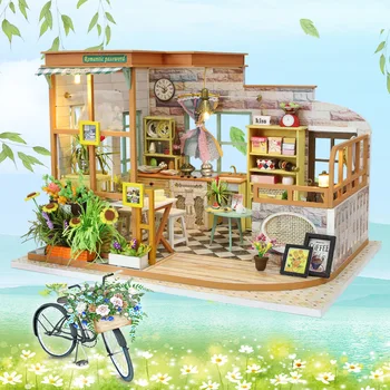Diy Gradina In Miniatura Cafenea Din Lemn Mobilier Casa Papusa Doll Casa De Jucărie Romantic Parola Din Lemn Mini Creative De Artizanat Cadouri