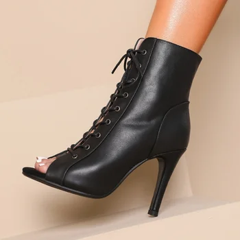 Piele 2023 noua moda sexy femei pantofi negri cu toc stiletto jazz dance pentru femei pantofi de dans latino strada tocuri cui