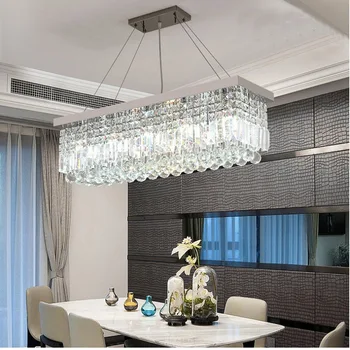De lux de lumină LED-uri cristal plafon lumina camera de zi sala de mese dreptunghiulare simple, moderne, creative, bucătărie acasă bara de candelabru
