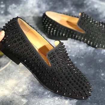 DYNJASONCGK lucrate Manual pentru Bărbați Pantofi de Culoare Neagra 3 Stiluri din Piele Bărbați Slip-On Mocasini Roșii de Înaltă calitate și Unic Nit Decor