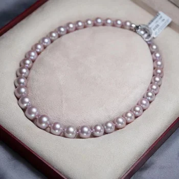 Argint 925 Colier de Perle Naturale 11-13mm Rotund Violet Pearl Moda Aniversare de Bijuterii Cadouri pentru Femei